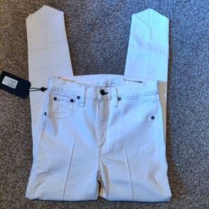 NWT Rag and Bone High Rise Ankle Skinny Jeans Size 25 White Manson Made in USA